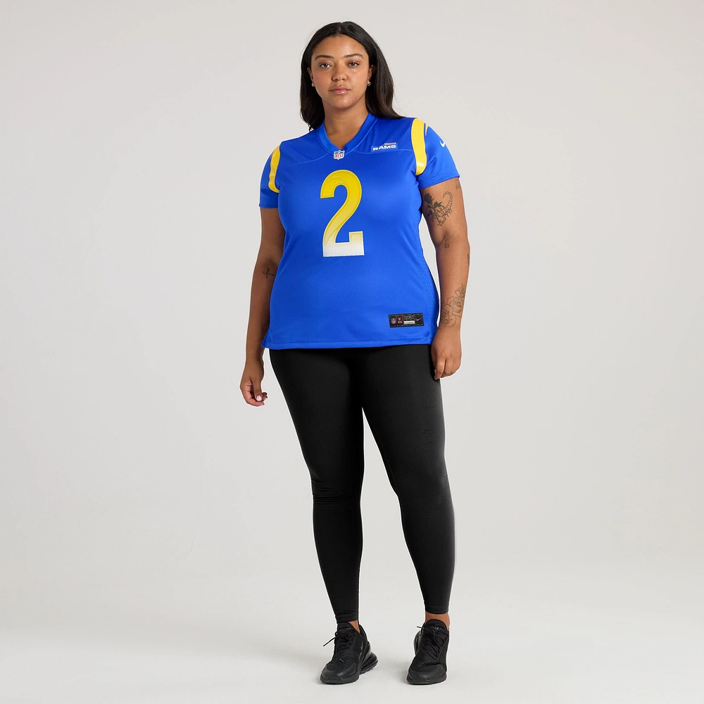 Maillot de match l'équipe Nike Quintez Cephus Royal Los Angeles Rams pour femme