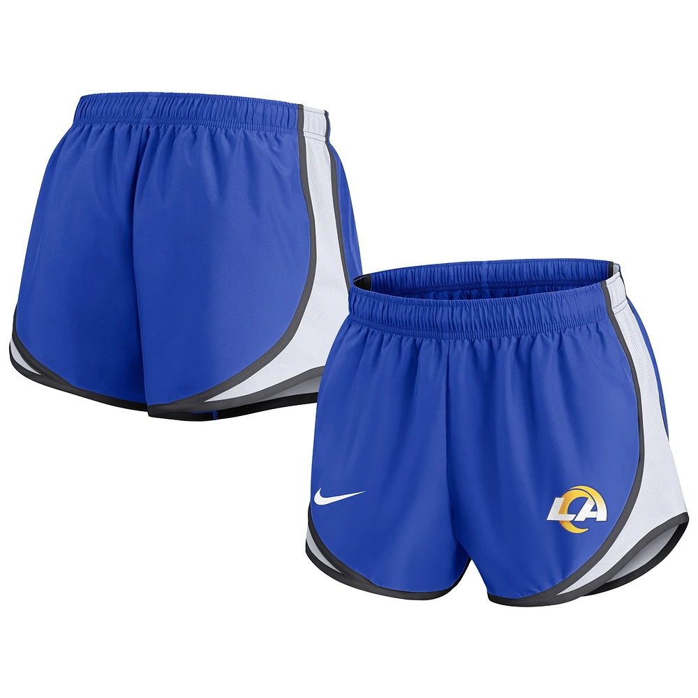 Short Nike Royal Los Angeles Rams Performance Tempo pour Femme