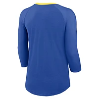 T-shirt raglan à manches 3/4 Nike Royal Los Angeles Rams pour femme