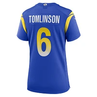 Maillot de match l'équipe Nike Tre'Vius Hodges-Tomlinson Royal Los Angeles Rams pour femme