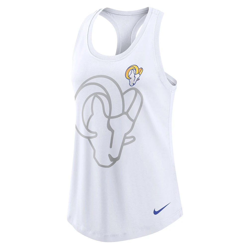 Débardeur tri-mélangé à encolure dégagée et dos nageur Nike Los Angeles Rams blanc pour femme