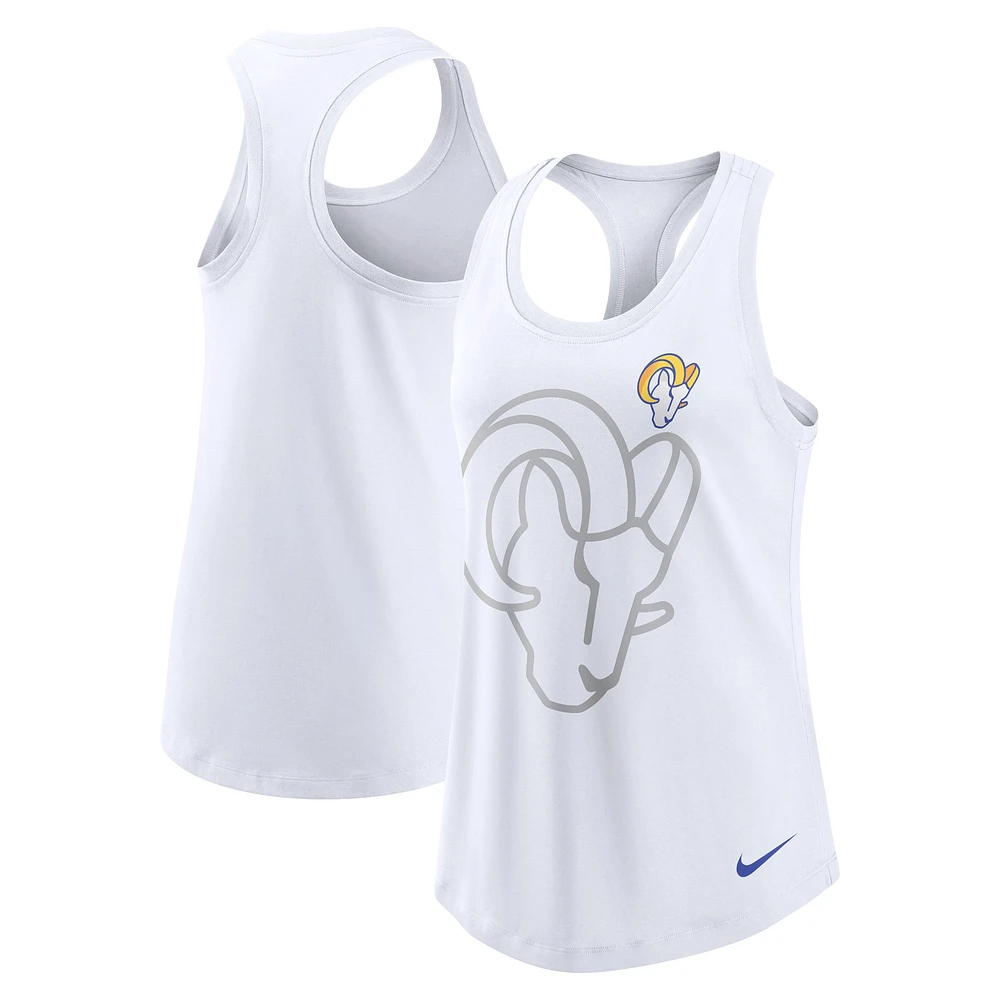 Women's Nike White Los Angeles Rams Tri-Blend Scoop Neck Racerback Tank Top