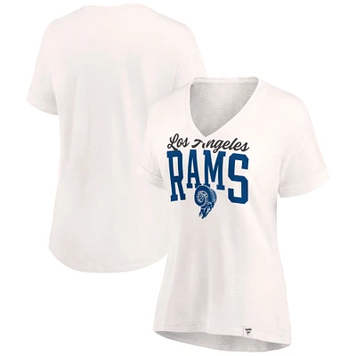 Women's Oatmeal Los Angeles Rams Motivating Force Lightweight V-Neck T-Shirt