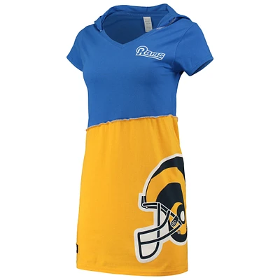 Refried Apparel - Robe courte à capuche durable Los Angeles Rams Royal/Doré pour femme