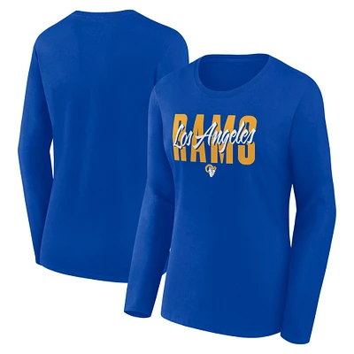 T-shirt à manches longues pour femme Royal Los Angeles Rams Grip