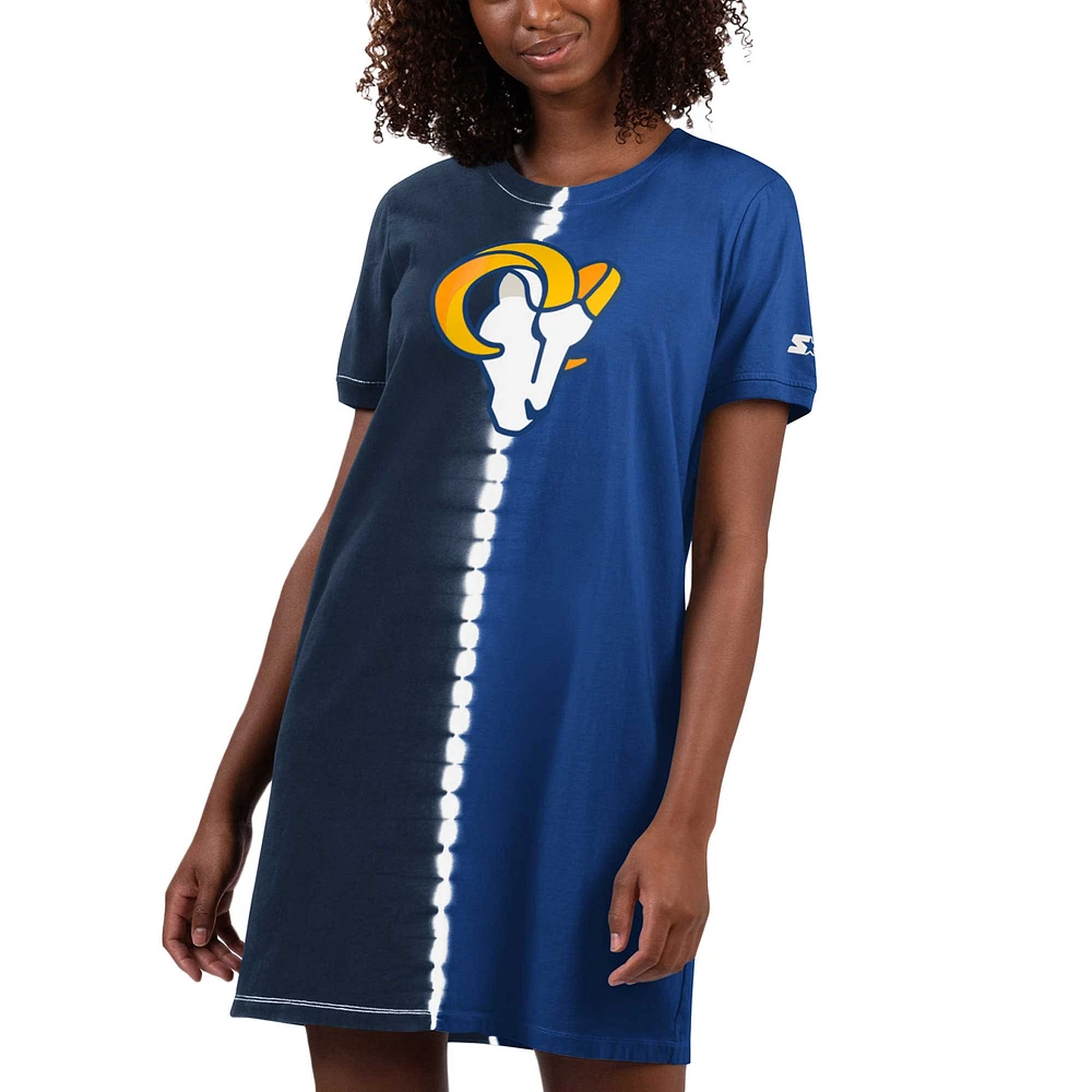 Robe t-shirt effet tie-dye Ace Los Angeles Rams Starter bleu marine pour femmes