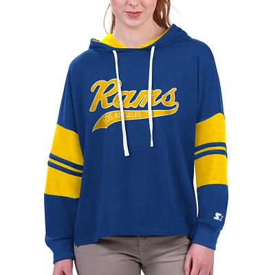 T-shirt à capuche manches longues Starter Royal Los Angeles Rams Bump and Run pour femme