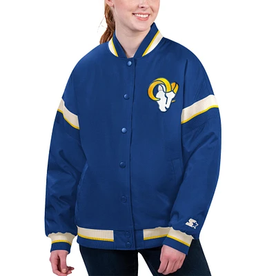 Veste universitaire à bouton-pression complète Starter Royal Los Angeles Rams Tournament pour femme