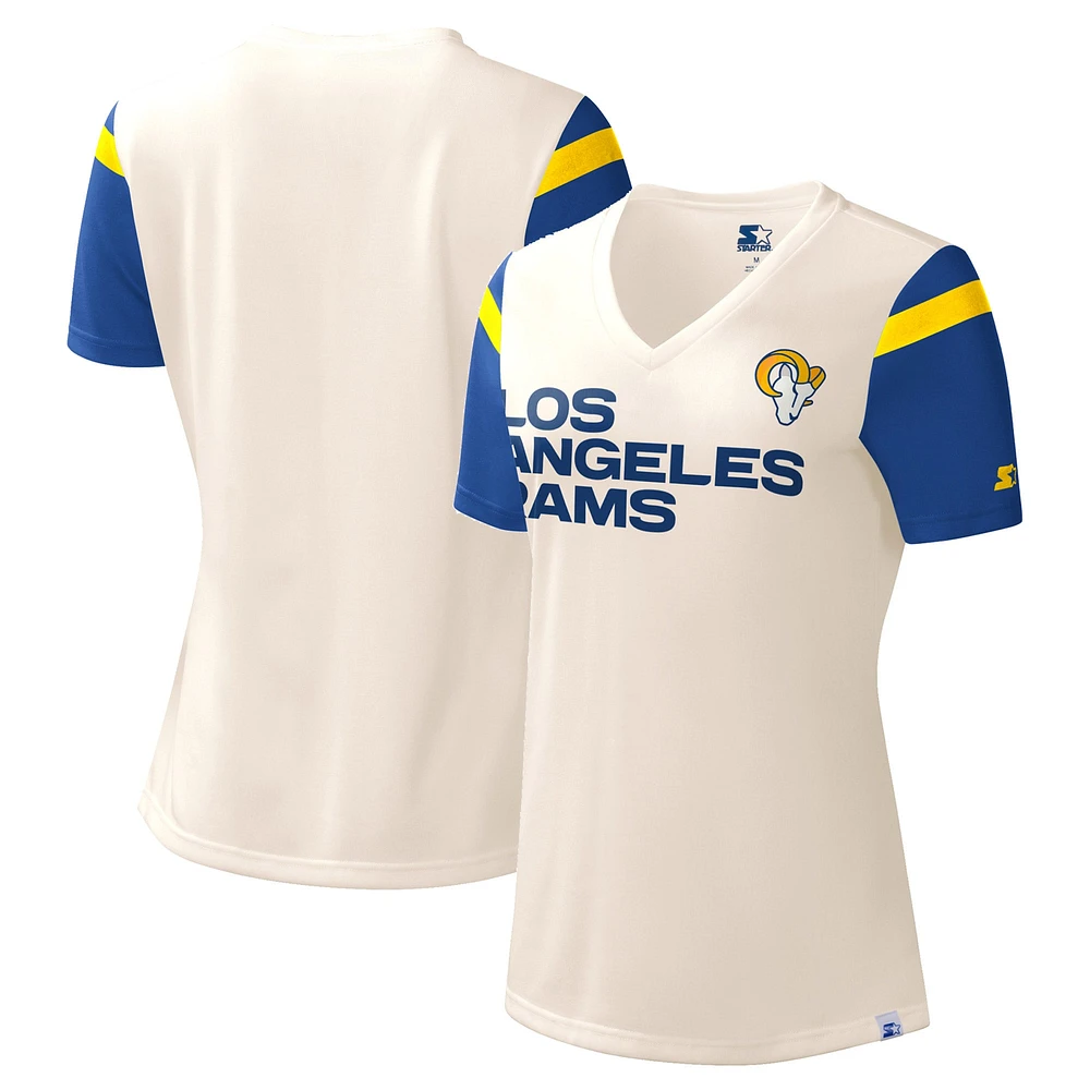 T-shirt à encolure en V Starter des Rams de Los Angeles pour femme, blanc