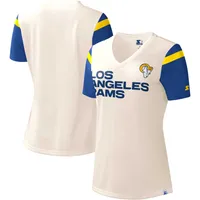 Women's Starter White Los Angeles Rams Kick-Starter - V-Neck T-Shirt