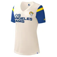 Women's Starter White Los Angeles Rams Kick-Starter - V-Neck T-Shirt