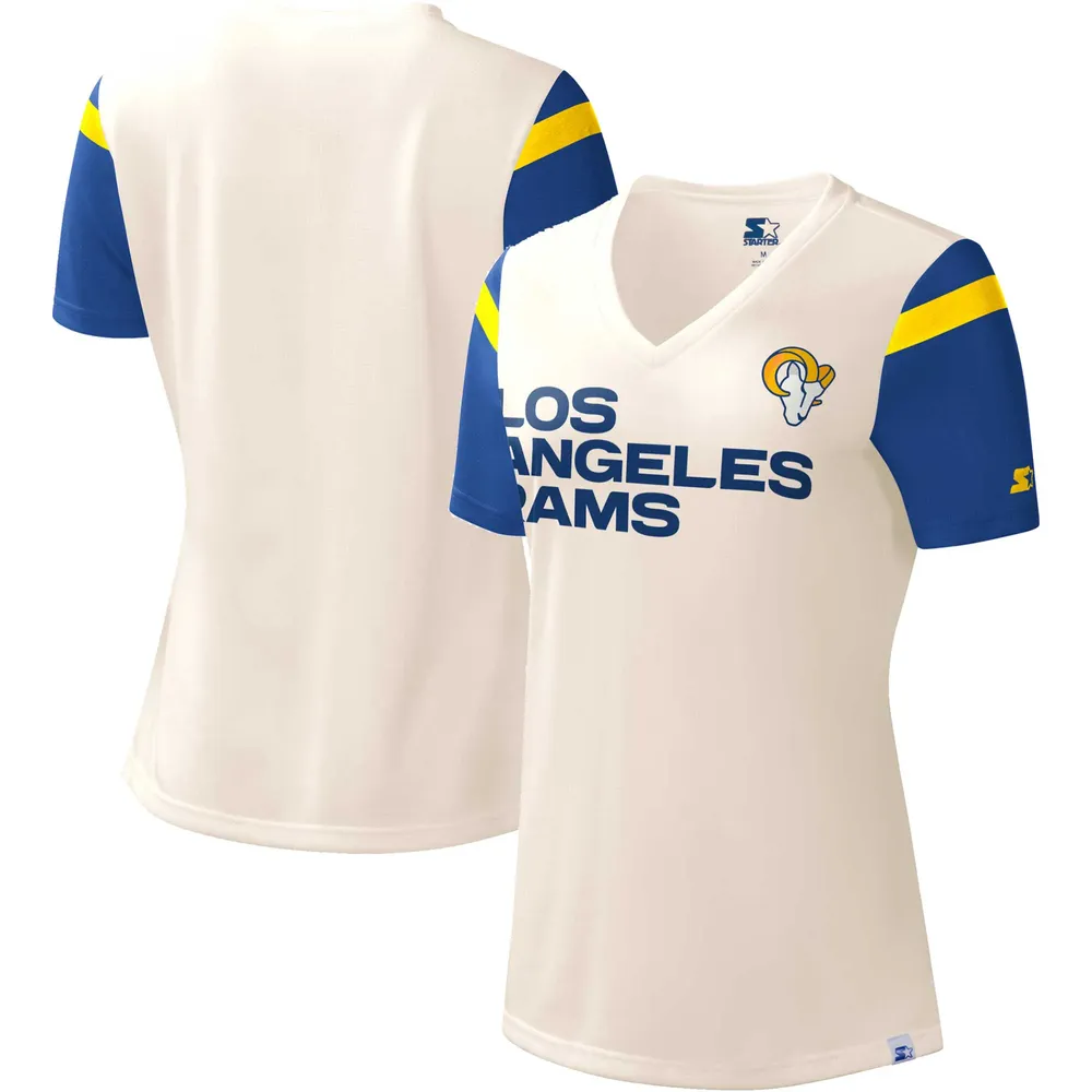 Starter Los Angeles Rams Kick-Starter blanc pour femme - T-shirt à encolure en V