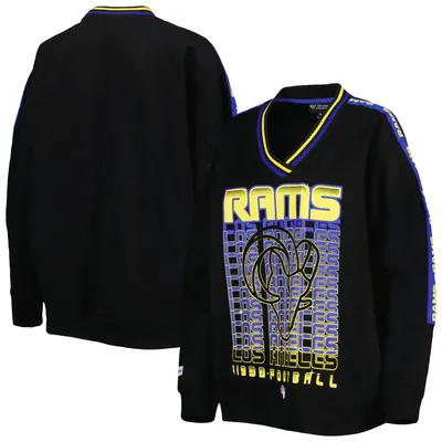 Los Angeles Rams The Wild Collective Women's Vintage V-Neck Pullover Sweatshirt - Black