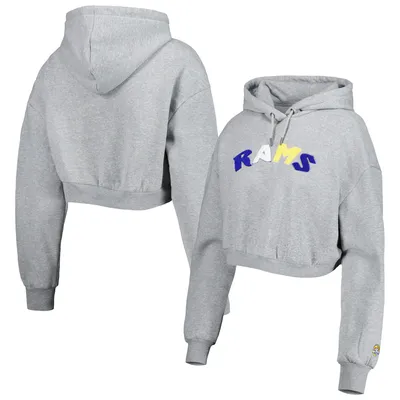 Los Angeles Rams The Wild Collective Women's Cropped Pullover Hoodie - Gray