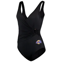 Maillot de bain une pièce pour femme Tommy Bahama Los Angeles Rams Pearl Clara Wrap noir