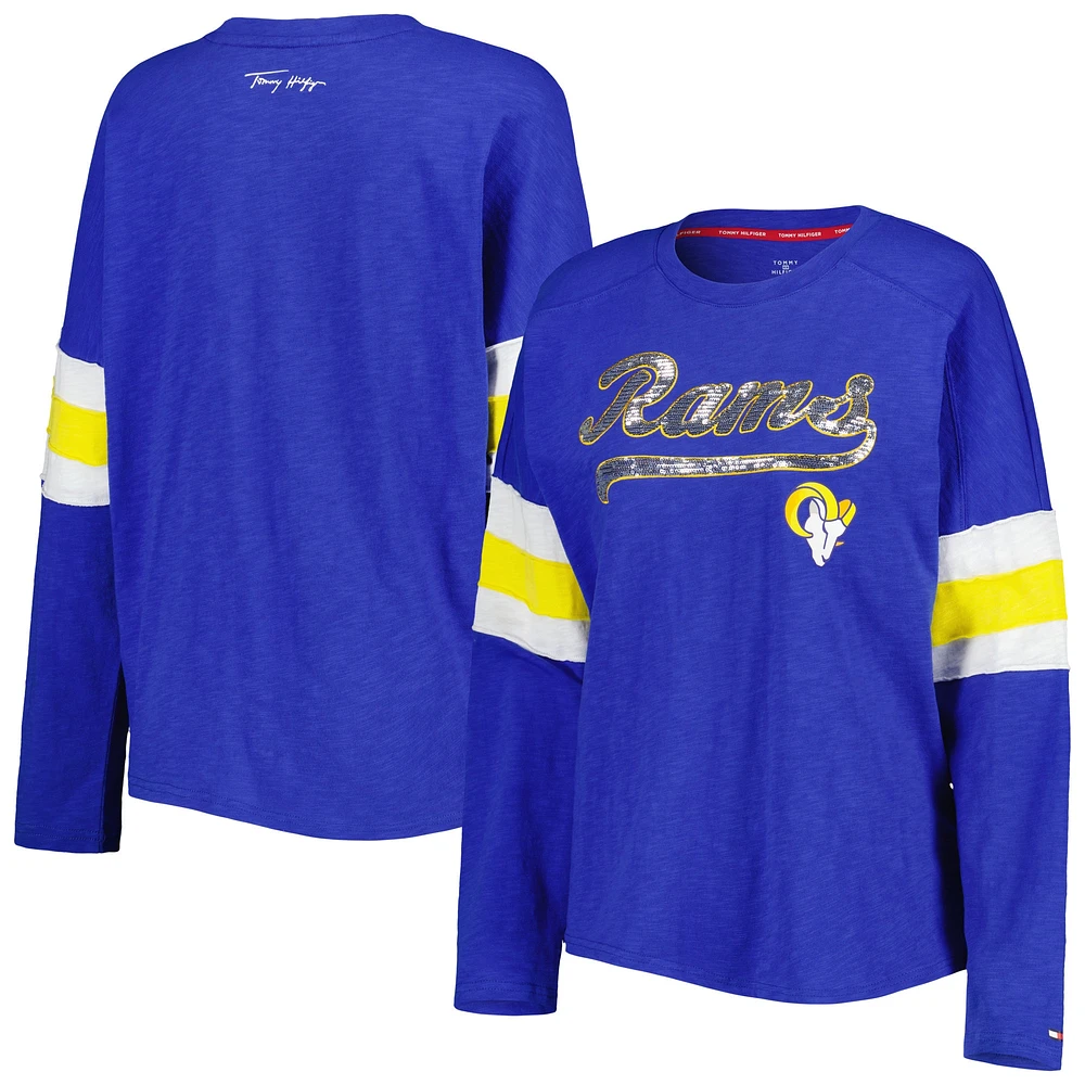 Women's Tommy Hilfiger Royal Los Angeles Rams Justine Long Sleeve Tunic T-Shirt