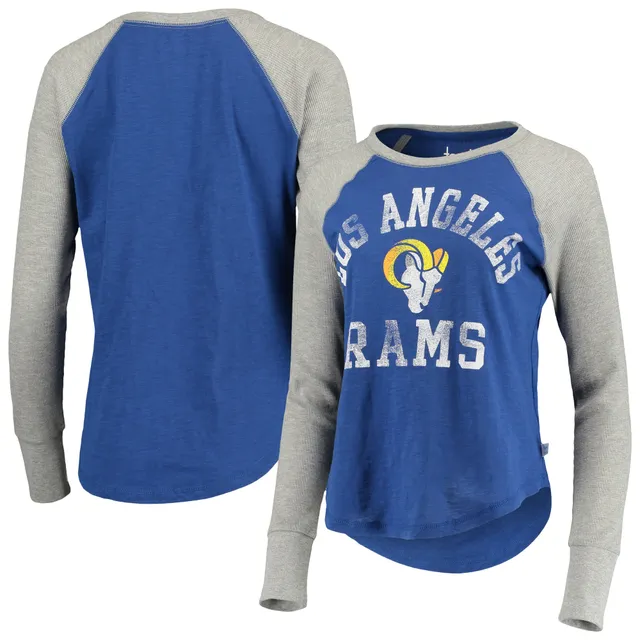 Lids Los Angeles Rams Nike Tri-Blend Raglan Athletic Long Sleeve Fashion T- Shirt - Heathered Charcoal/Royal