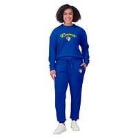 Women's WEAR by Erin Andrews  Cream Los Angeles Rams Knitted Tri-Blend Long Sleeve T-Shirt & Pants Lounge Set