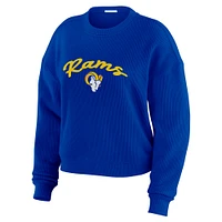 Women's WEAR by Erin Andrews  Cream Los Angeles Rams Plus Knitted Tri-Blend Long Sleeve T-Shirt & Pants Lounge Set