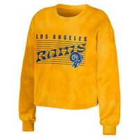 Women's WEAR by Erin Andrews Gold Los Angeles Rams Tie-Dye Cropped Pullover Sweatshirt & Shorts Lounge Set