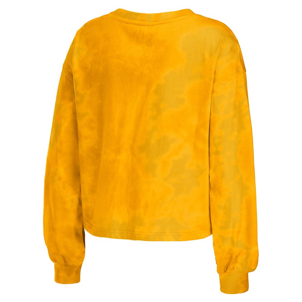 Women's WEAR by Erin Andrews Gold Los Angeles Rams Tie-Dye Cropped Pullover Sweatshirt & Shorts Lounge Set