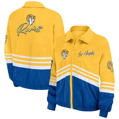 Women's WEAR by Erin Andrews Gold Los Angeles Rams Vintage Throwback Windbreaker Full-Zip Jacket