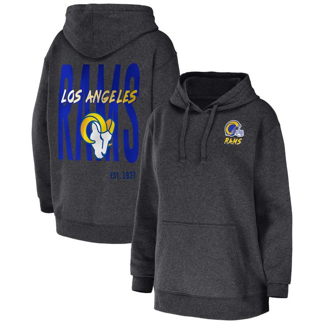 Sweat à capuche WEAR by Erin Andrews Heather Charcoal Los Angeles Rams Fleece pour femme