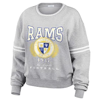 Women's WEAR by Erin Andrews Heather Gray Los Angeles Rams Cropped Pullover Sweatshirt