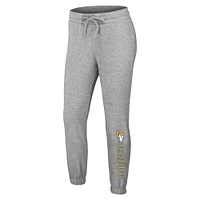 Women's WEAR by Erin Andrews Heather Gray Los Angeles Rams Knit Long Sleeve Tri-Blend T-Shirt & Pants Sleep Set