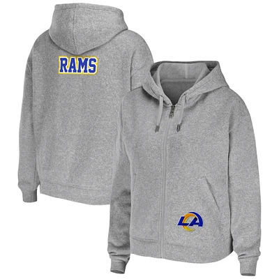 Sweat à capuche zippé grande taille pour femme WEAR by Erin Andrews Heather Gray Los Angeles Rams