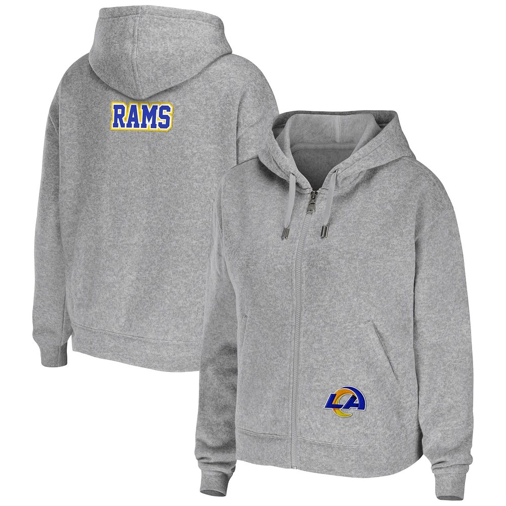 Sweat à capuche zippé gris chiné pour femme WEAR by Erin Andrews de l'équipe des Los Angeles Rams