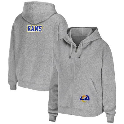 Women's WEAR by Erin Andrews Heathered Gray Los Angeles Rams Team Full-Zip Hoodie