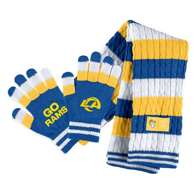 Women's WEAR by Erin Andrews Los Angeles Rams Striped Scarf & Gloves Set