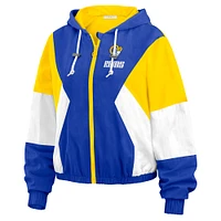 Women's WEAR by Erin Andrews Royal/Gold Los Angeles Rams Plus Color Block Full-Zip Windbreaker Jacket