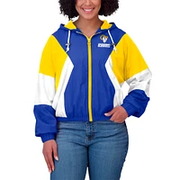 Women's WEAR by Erin Andrews Royal/Gold Los Angeles Rams Plus Color Block Full-Zip Windbreaker Jacket