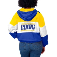 Women's WEAR by Erin Andrews Royal/Gold Los Angeles Rams Plus Color Block Full-Zip Windbreaker Jacket