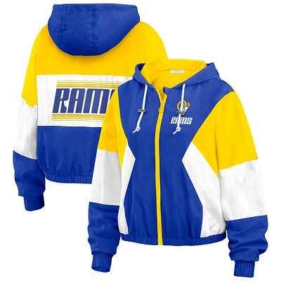 Women's WEAR by Erin Andrews Royal/Gold Los Angeles Rams Plus Color Block Full-Zip Windbreaker Jacket