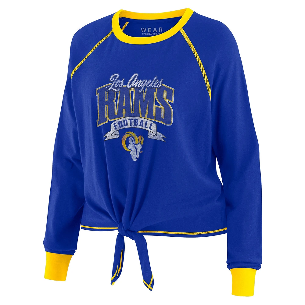 Haut à manches longues noué sur le devant pour femme WEAR by Erin Andrews Royal/Gold Los Angeles Rams