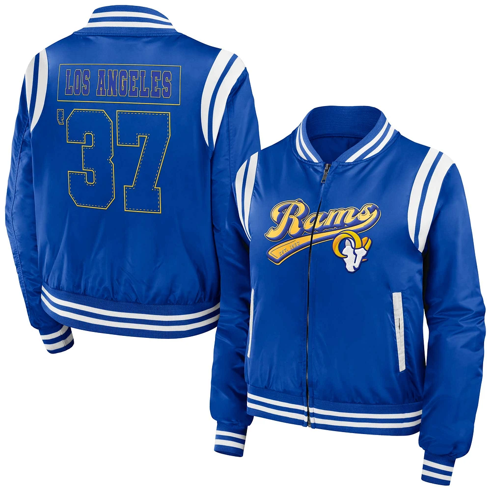 Veste bomber entièrement zippée WEAR by Erin Andrews Royal Los Angeles Rams pour femme