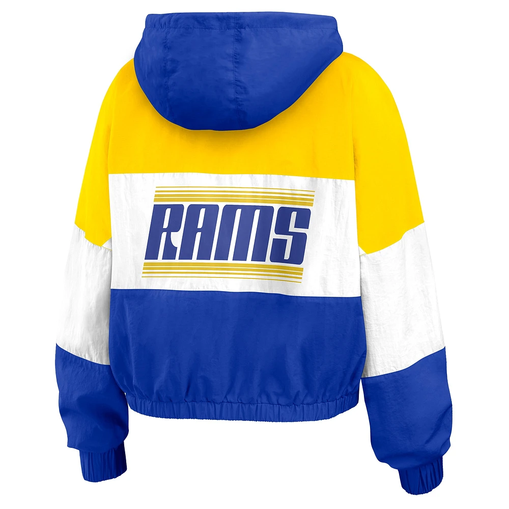 Veste coupe-vent entièrement zippée à blocs de couleurs WEAR by Erin Andrews Royal Los Angeles Rams pour femme