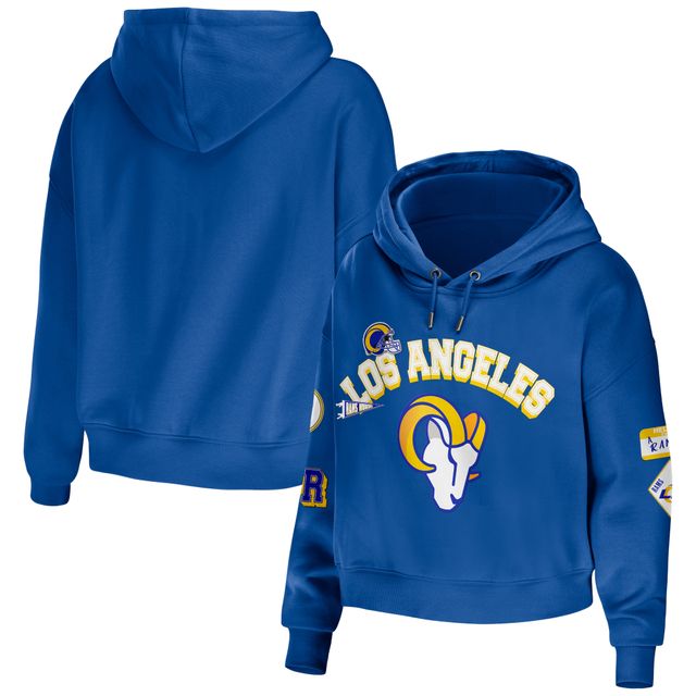 WEAR by Erin Andrews Royal Los Angeles Rams Sweat à capuche court modeste pour femmes