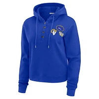 Pull à capuche gaufré grande taille WEAR by Erin Andrews Royal Los Angeles Rams pour femme