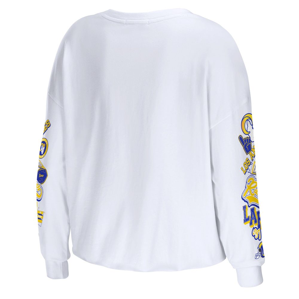 Women's Wear by Erin Andrews White Los Angeles Rams Oversized Pullover Sweatshirt