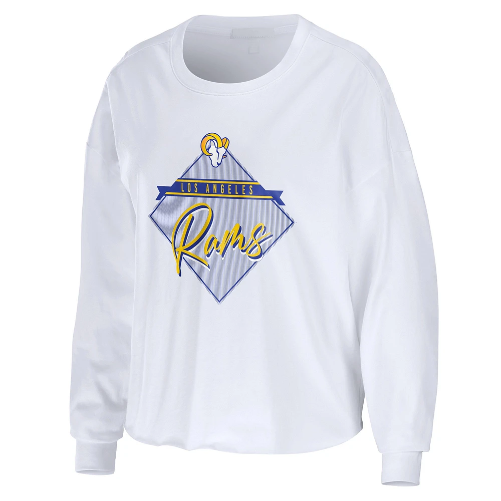 T-shirt court à manches longues pour femme WEAR by Erin Andrews, blanc, Los Angeles Rams