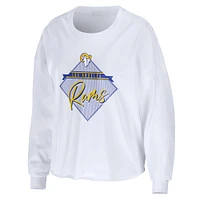 T-shirt court à manches longues pour femme WEAR by Erin Andrews, blanc, Los Angeles Rams