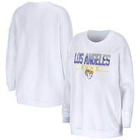 Women's WEAR by Erin Andrews White Los Angeles Rams Domestic Pullover Sweatshirt