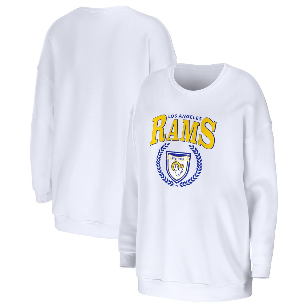 Women's Wear by Erin Andrews White Los Angeles Rams Oversized Pullover Sweatshirt Size: Extra Large