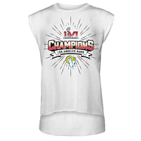 Women's WEAR by Erin Andrews White Los Angeles Rams Super Bowl LVI Champions Burst Muscle Sleeveless T-Shirt