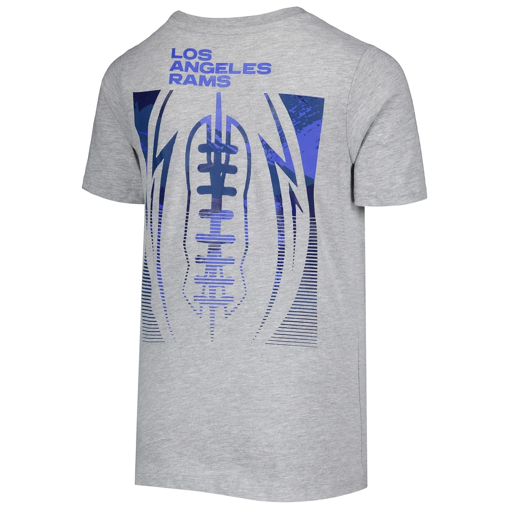 Youth Heathered Gray Los Angeles Rams Blitz Ball T-Shirt