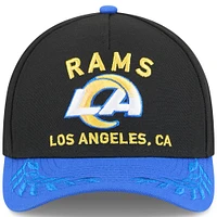 Youth New Era Black/Royal Los Angeles Rams 2025 NFL Draft 9FORTY A-Frame M-Crown Adjustable Hat